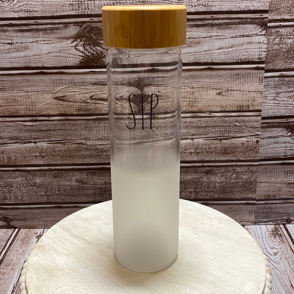 Rae Dunn “sip” glass frosted bottle